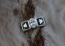 Load image into Gallery viewer, Tulips and Diamonds Signet Engagement Ring