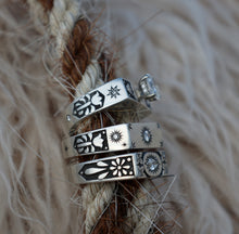 Load image into Gallery viewer, Tulips and Diamonds Signet Engagement Ring