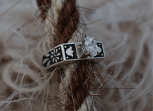 Load image into Gallery viewer, Tulips and Diamonds Signet Engagement Ring