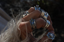 Load image into Gallery viewer, Turquoise and Diamonds Ruffle Ring
