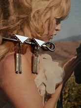 Load image into Gallery viewer, Silver Dotted Triangles and Pearl Studs
