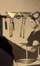 Load image into Gallery viewer, Silver Dotted Triangles and Pearl Studs
