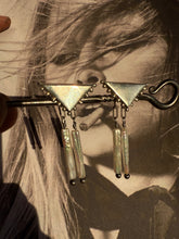 Load image into Gallery viewer, Silver Dotted Triangles and Pearl Studs
