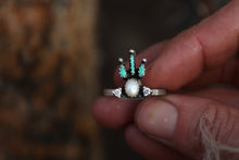 Load image into Gallery viewer, Pearl Ring With Diamond and Turquoise Accents
