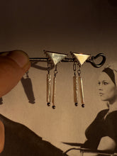 Load image into Gallery viewer, Silver Dotted Triangles and Pearl Studs

