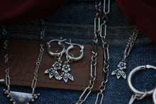 Load image into Gallery viewer, *Pre Order* Silver Flower Hoops
