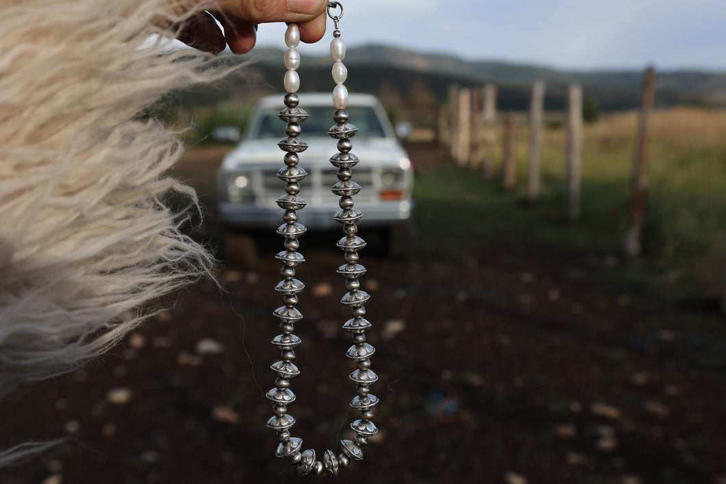 *PRE ORDER* Silver Flower Bead Necklace