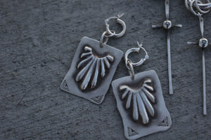 Silver Stamp Starburst Earrings