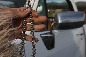 *PRE ORDER* Silver Flower Bead Necklace