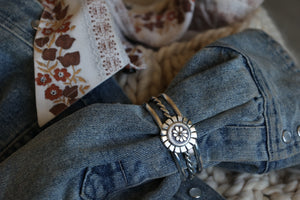 Sterling Silver Flower Cuff