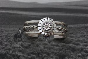 Sterling Silver Flower Cuff