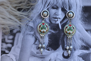 Silver Concho Shamrock Earrinngs