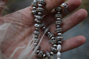 *PRE ORDER* Silver Flower Bead Necklace