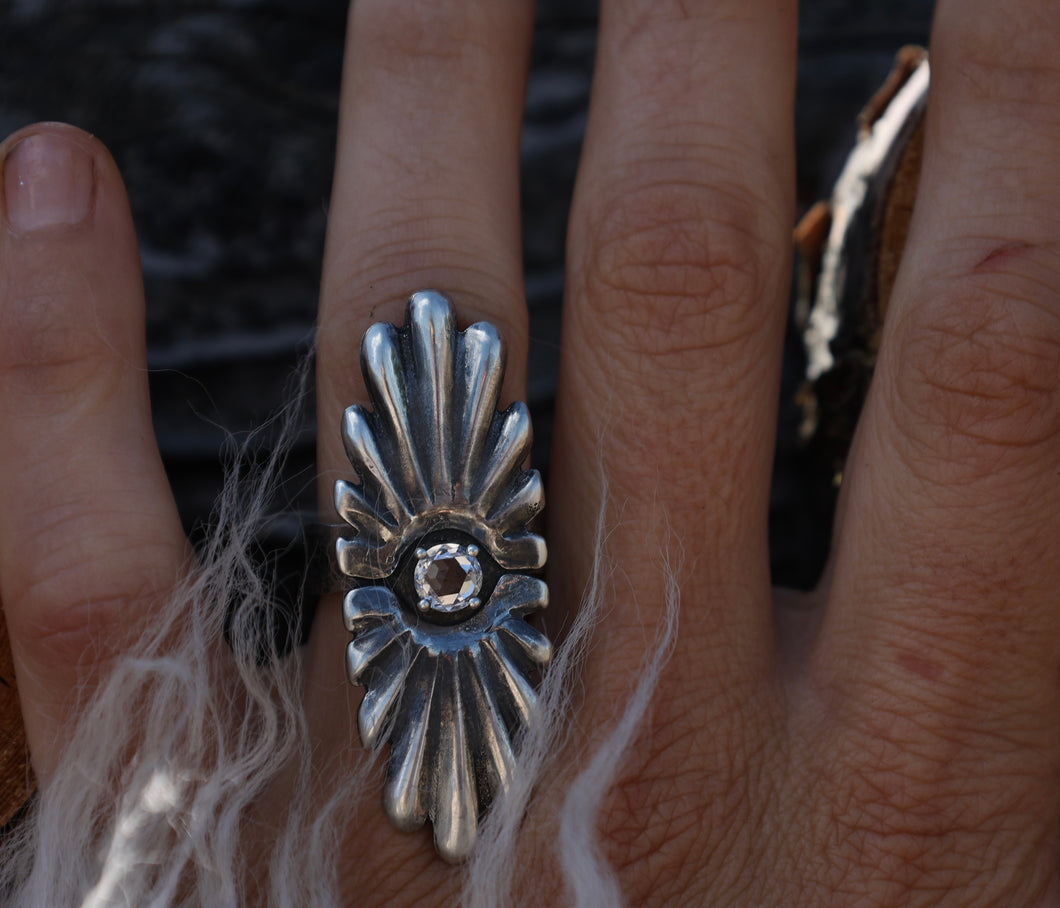 Silver Starburst Diamond Ring
