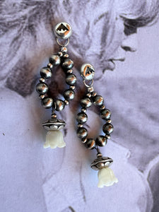 Silver Beaded Hoops