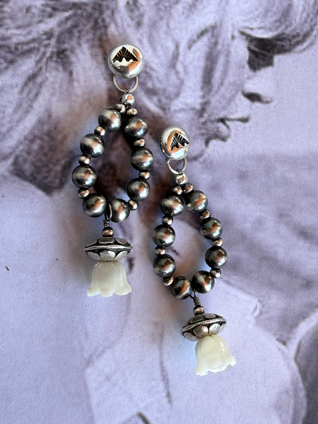 Silver Beaded Hoops
