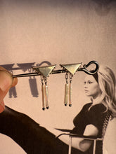 Load image into Gallery viewer, Silver Dotted Triangles and Pearl Studs
