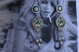 Silver Concho Shamrock Earrinngs