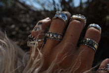 Load image into Gallery viewer, Antiqued Silver Diamond Ruffle Ring
