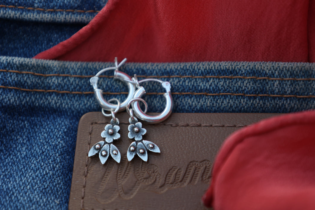 *Pre Order* Silver Flower Hoops