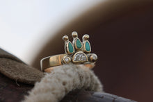 Load image into Gallery viewer, Half Moon Diamond with Turquoise Crown 14kt Ring
