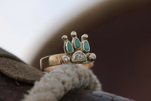 Half Moon Diamond with Turquoise Crown 14kt Ring