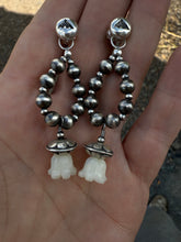 Load image into Gallery viewer, Silver Beaded Hoops
