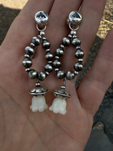Silver Beaded Hoops