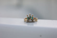 Load image into Gallery viewer, Half Moon Diamond with Turquoise Crown 14kt Ring
