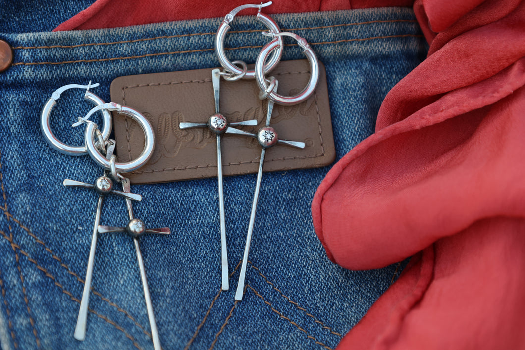 Hand Forged Cross Earrings