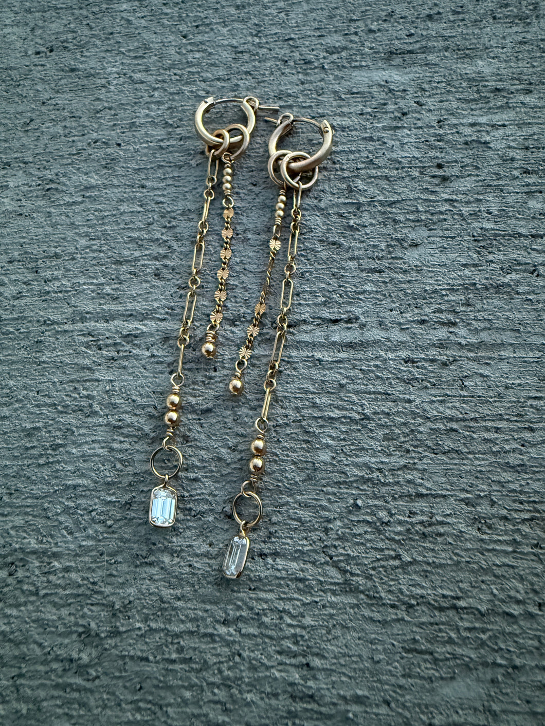 Golden Hoops with Moissanite Drops