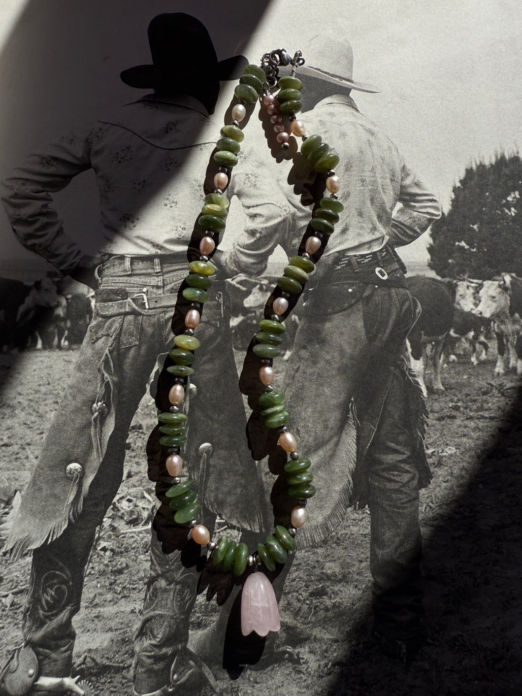 Jade and Pearl Tulip Necklace
