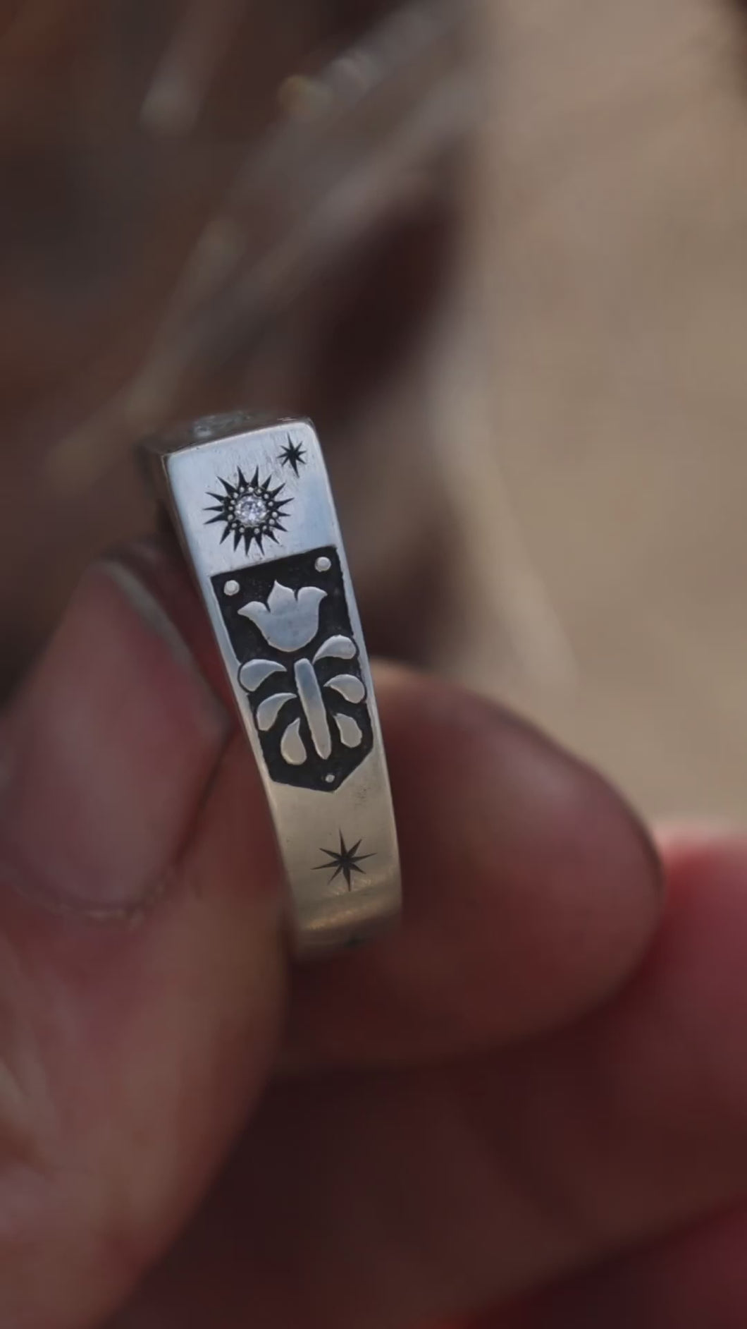 Sunburst and Flowers Diamond Ring
