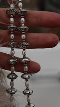 Load and play video in Gallery viewer, *PRE ORDER* Silver Flower Beads and Pearl Necklace
