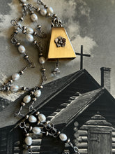 Load image into Gallery viewer, Brass Bell with Silver Flower on Pearls
