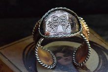 Load image into Gallery viewer, Copper Butterfly Cuff with Sterling Silver Rope Border
