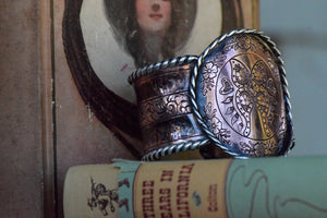 Copper Butterfly Cuff with Sterling Silver Rope Border