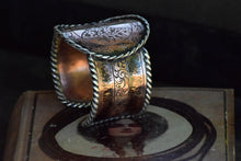 Load image into Gallery viewer, Copper Butterfly Cuff with Sterling Silver Rope Border
